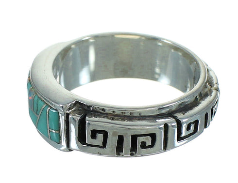 Turquoise And Opal Sterling Silver Water Wave Ring Size 5-3/4 AX87603